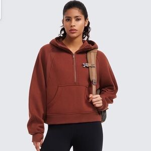 2 for $23! Women’s Burnt Orange/Brown Medium Half Zip Hoodie Sweatshirt Medium